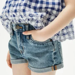 Girls' cuffed denim short in island wash