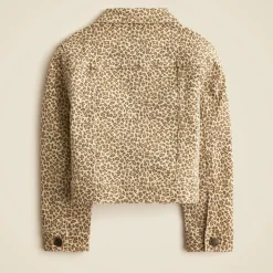 Girls' denim jacket in leopard print