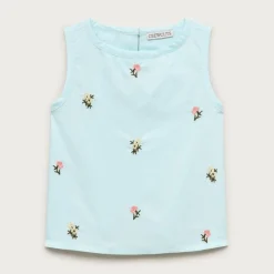 Girls' embroidered cross-back shell top