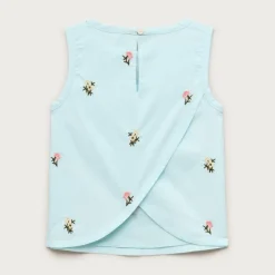 Girls' embroidered cross-back shell top