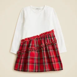 Girls' Emmy long-sleeve mixy dress in tartan