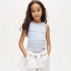 Girls' everyday tank top in vintage rib stripe