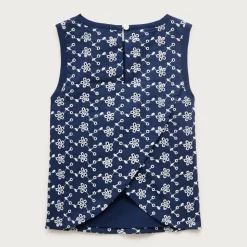 Girls' eyelet cross-back shell top