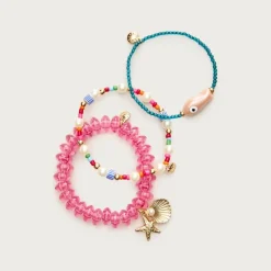 Girls' fish charm bracelets set-of-three