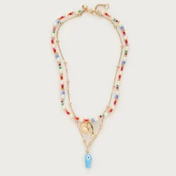 Girls' fish charm layered necklace