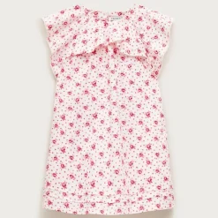 Girls' flutter-sleeve dress in rosette floral
