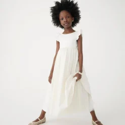 Girls' flutter-sleeve dress