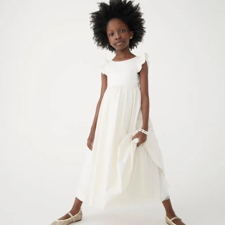 Girls' flutter-sleeve dress
