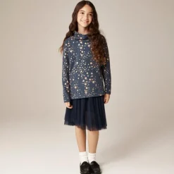 Girls' funnelneck tunic sweatshirt with stars