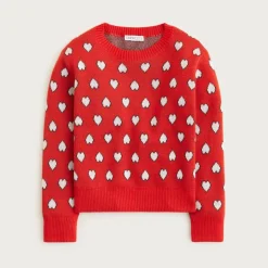 Girls' heart crewneck sweater