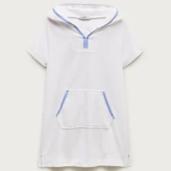 Girls' hooded tunic in towel terry