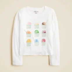 Girls' long-sleeve gelato graphic T-shirt with sequins
