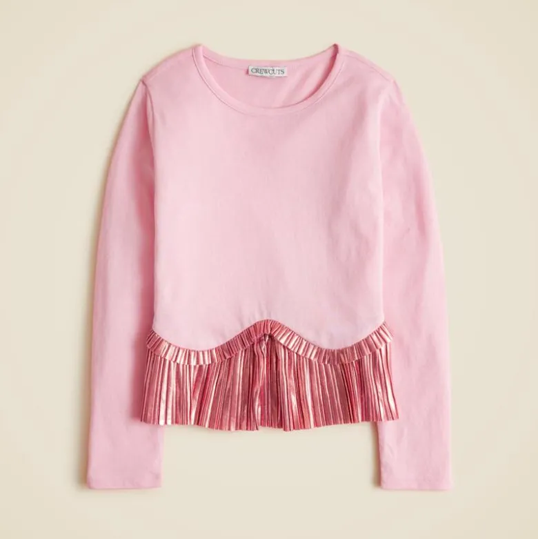 Girls' long-sleeve peplum top in vintage jersey