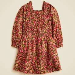 Girls' long-sleeve smocked dress in floral