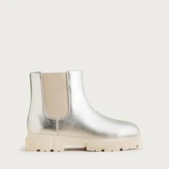 Girls' lug-sole boots in metallic
