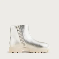 Girls' lug-sole boots in metallic