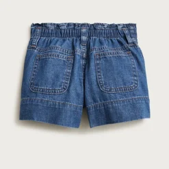 Girls' paper-bag short in chambray