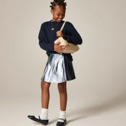 Girls' picture day skirt in faux metallic leather