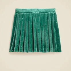 Girls' pleated studded velvet skirt