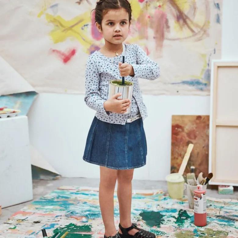 Girls' pointelle-knit cardigan top in floral