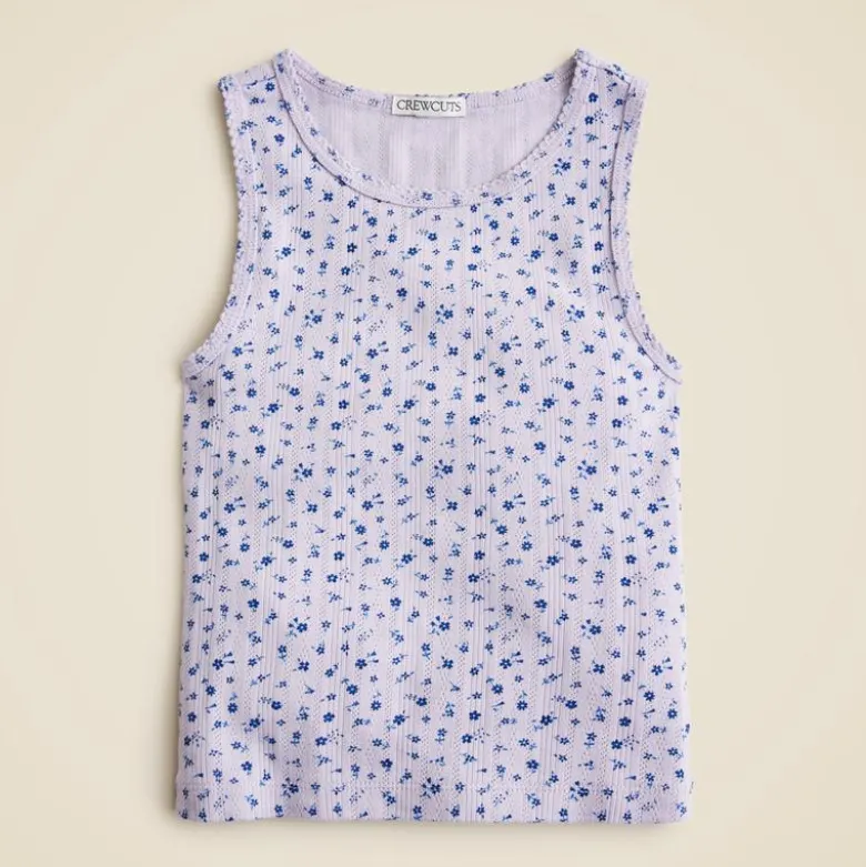 Girls' pointelle-knit tank top in floral