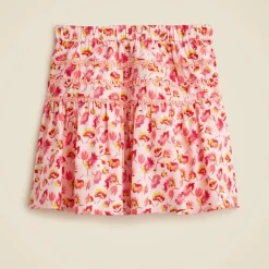 Girls' rickrack skirt in linen-cotton blend floral