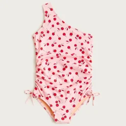 Girls' ruched one-shoulder one-piece swimsuit