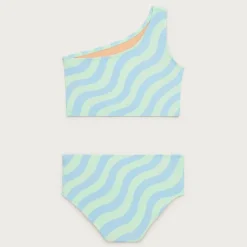 Girls' ruched one-shoulder two-piece swimsuit