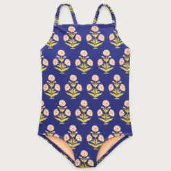 Girls' ruched-strap one-piece swimsuit