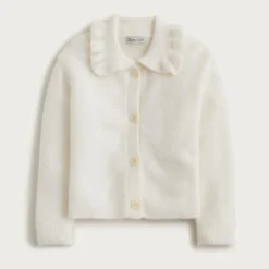Girls' ruffle-collar cardigan in Supersoft yarn