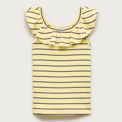 Girls' ruffle-shoulder tank top in vintage rib