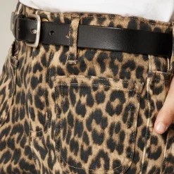 Girls' sailor denim trouser in leopard print