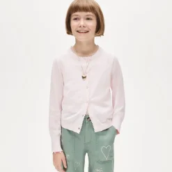 Girls' scalloped lightweight cotton cardigan