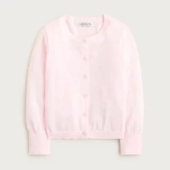 Girls' scalloped lightweight cotton cardigan