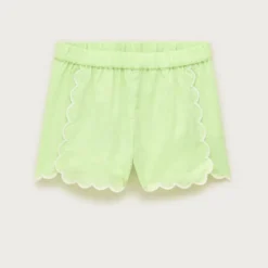 Girls' scallop-trim short in linen blend