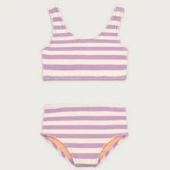 Girls' scrunchie scoopneck two-piece swimsuit in stripe