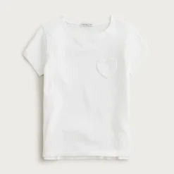 Girls' short-sleeve heart-pocket T-shirt in vintage jersey