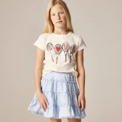 Girls' short-sleeve "love" graphic T-shirt with glitter