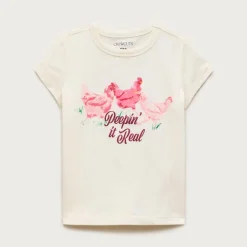 Girls' short-sleeve "Peepin' it real" graphic T-shirt with sequins