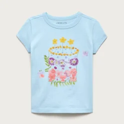 Girls' short-sleeve pressed flowers graphic T-shirt