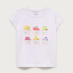 Girls' short-sleeve sorbetto graphic T-shirt with sequins