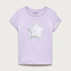 Girls' short-sleeve star balloon graphic T-shirt