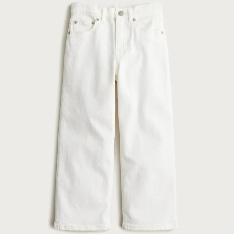 Girls' slim wide-leg jean in white