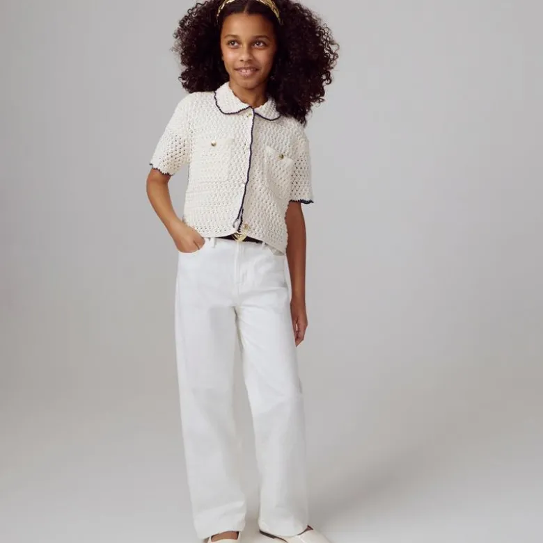 Girls' slim wide-leg jean in white