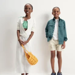 Girls' Soleil pant in linen-cotton blend