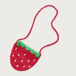 Girls' straw strawberry purse