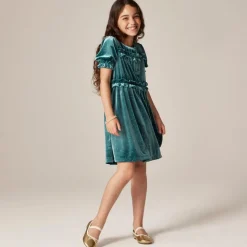 Girls' studded velvet dress