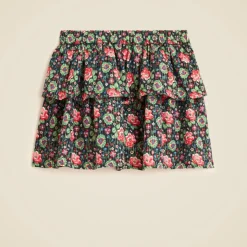 Girls' tiered skirt in garland floral with Lurex® metallic threads