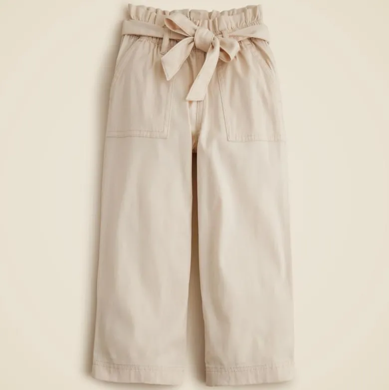 Girls' tie-waist pant in drapey twill
