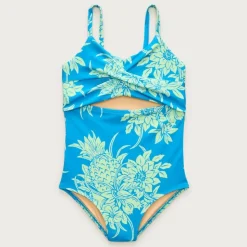 Girls' twist-front one-piece swimsuit